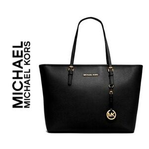 Michael Kors Black Jet Set Saffiano Leather Bag